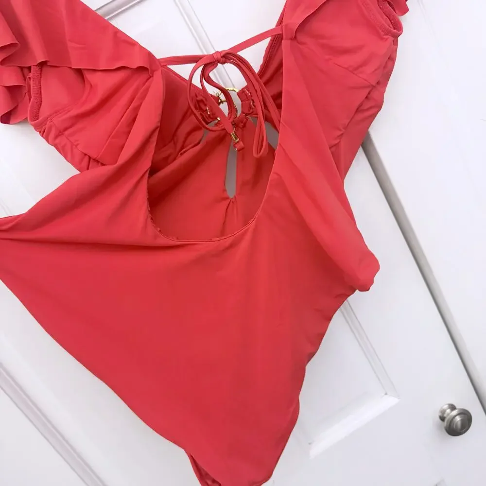 Trina Turk Monaco Flutter Sleeve One Piece Swimsuit